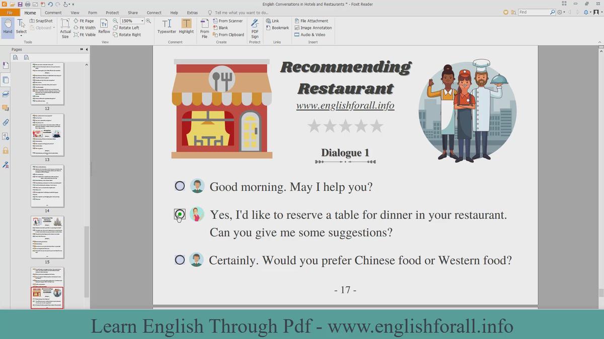 'Video thumbnail for English Conversations in Hotels and Restaurants - Recommending Restaurant'