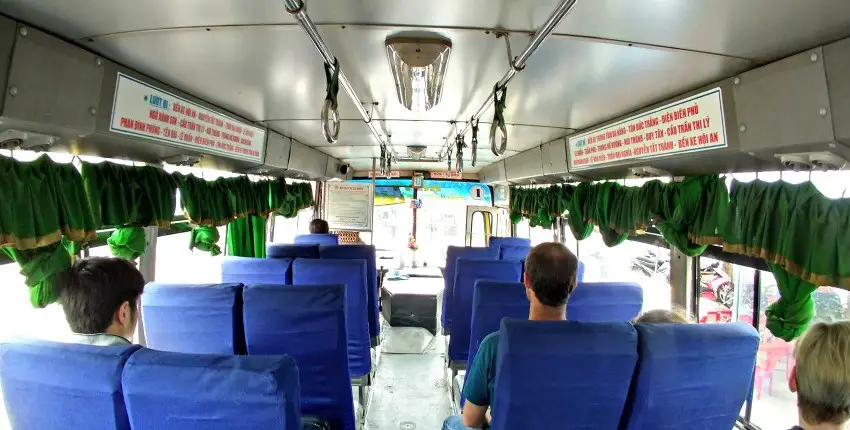 Inside a bus between Danang and Hoi An